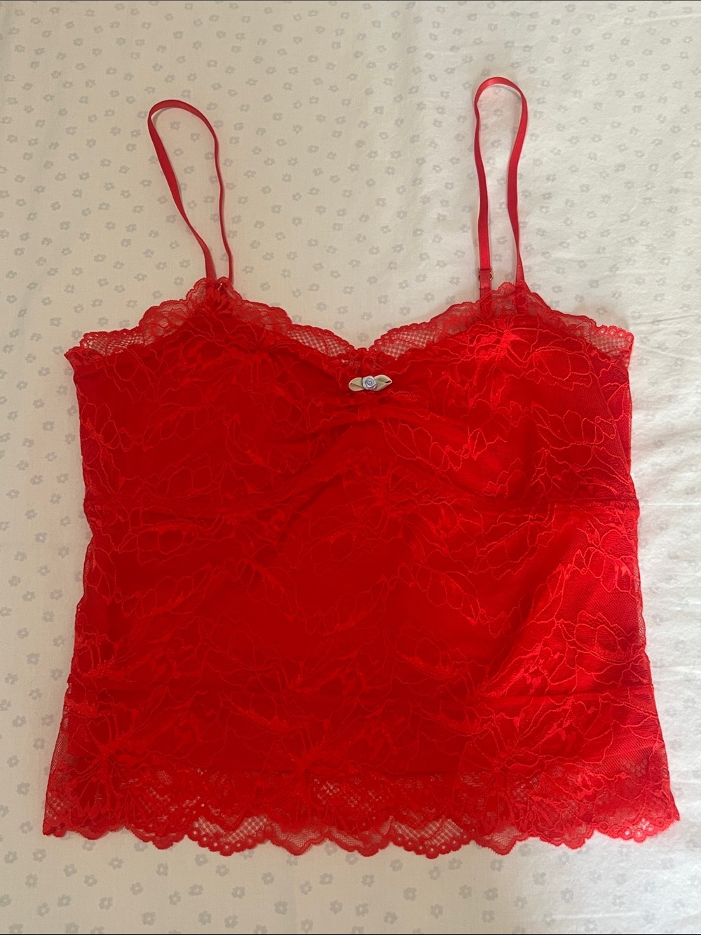 Free People Intimately Free Orange Red Lace Camisole Top NWOT